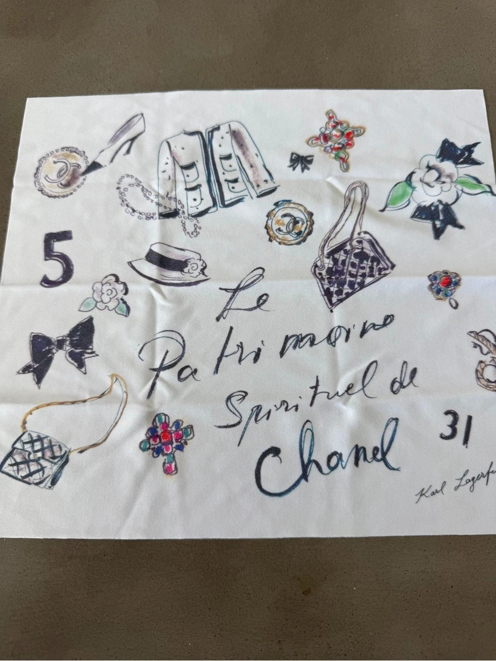 Chanel Le Patrimoine Spirituel de Chanel Karl Lagerfeld Scarf / Cleaning Cloth